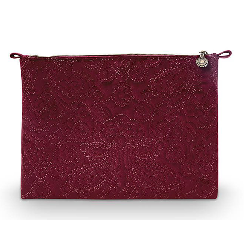 pip νεσεσέρ flat pouch βελούδινο quilted burgundy 30x22 l 2 - Marianthi Karta