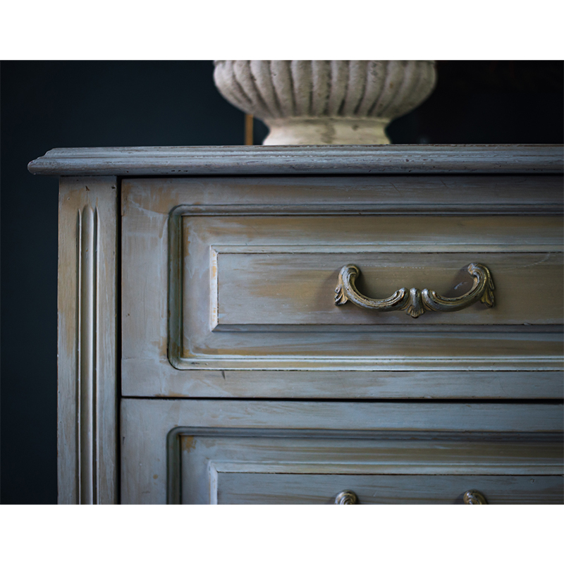 γαλάζια συρταριέρα με τεχνική wash 3 - Marianthi Karta