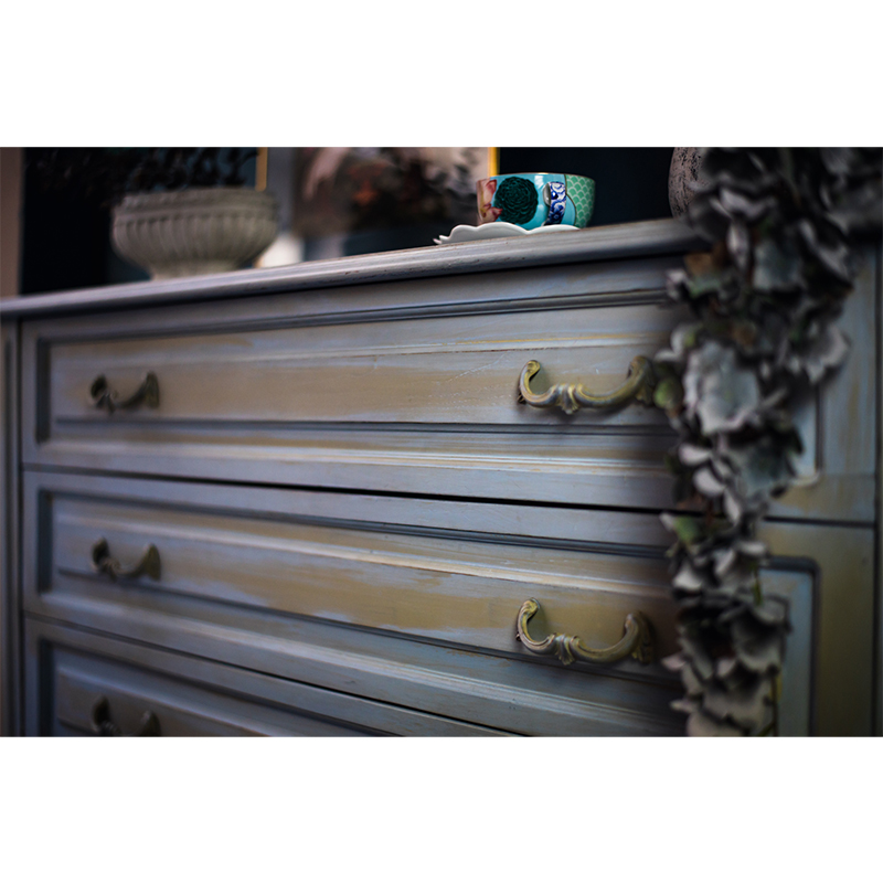 γαλάζια συρταριέρα με τεχνική wash 4 - Marianthi Karta